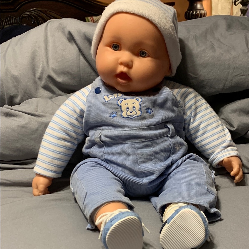 Adorable Baby Doll in Blue Corduroy Outfit!!!
